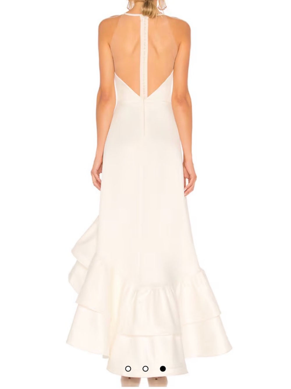 Bronx and Banco Cream High-Low Halter Ruffle Gown Small - Picture 4 of 7